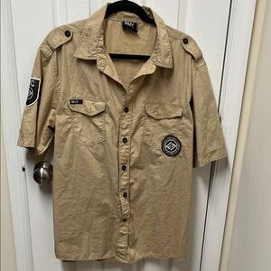 Enyce Men's Beige Casual Button Down Shirt by Sean Combs